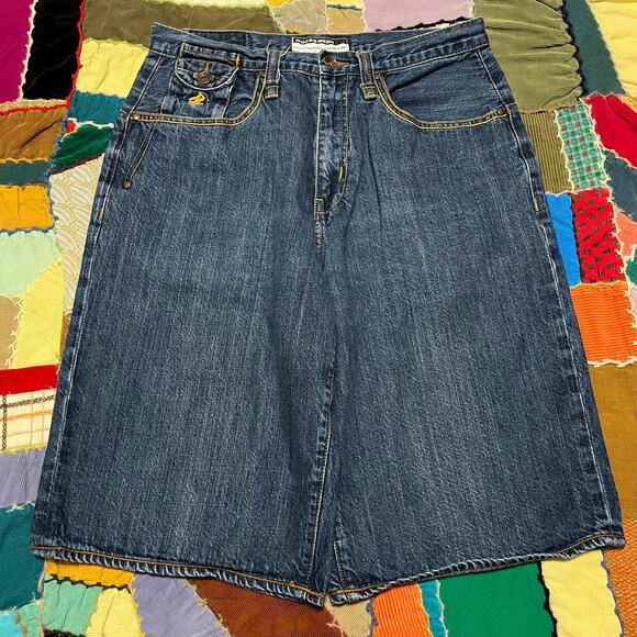 Rocawear Y2K Baggy Loose Fit Triple Pocket Blue Skater Jorts 32W - Picture 2 of 7